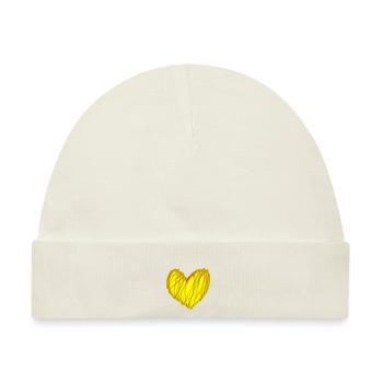 Herz gelb Geschenkidee Liebe Valentinstag - Baby Premium Organic Mütze - Naturweiß - Vorne