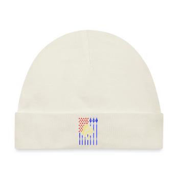 USA Amerikanischer Ureinwohner mit Flagge - Baby Premium Organic Mütze - Naturweiß - Vorne