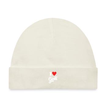 Godi Ich liebe Godi I love Godi Patentante Geschen - Baby Premium Organic Mütze - Naturweiß - Vorne