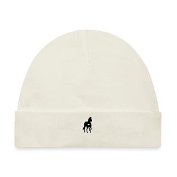 Pferd mit Herz Pferde Pferd Baby Reiterin Reiten - Baby Premium Organic Mütze - Naturweiß - Vorne