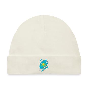 Kasachstan Flagge zerrissenes Motiv - Baby Premium Organic Mütze - Naturweiß - Vorne