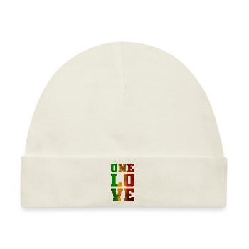 ONE LOVE Reggae Musik - Baby Premium Organic Mütze - Naturweiß - Vorne
