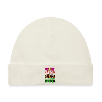 Katzen Delfine No 1 - Baby Premium Organic Mütze - Naturweiß - Vorne