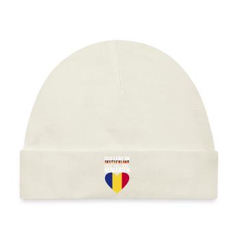 Rumänien Rumänische Flagge - Baby Premium Organic Mütze - Naturweiß - Vorne