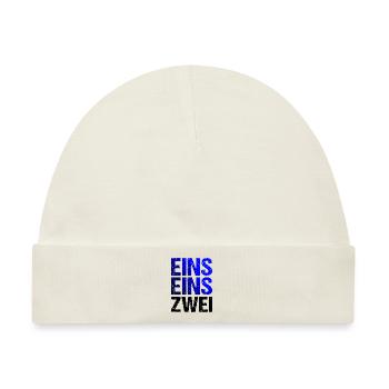 EINS EINS ZWEI Blaulicht Notruf - Baby Premium Organic Mütze - Naturweiß - Vorne