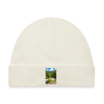 Geiranger panorama Storseterfossen Norwegen - Baby Premium Organic Mütze - Naturweiß - Vorne