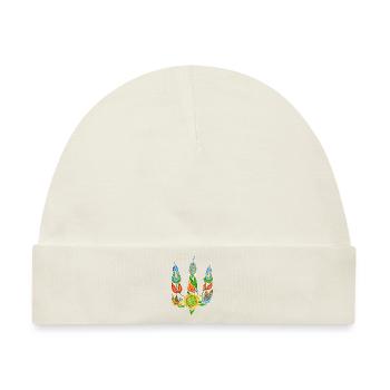 Ukrainischer Dreizack, Blumenmuster, UA-Symbol. - Baby Premium Organic Mütze - Naturweiß - Vorne