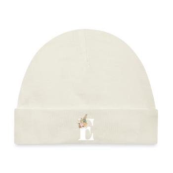 blumiger Buchstabe E - Baby Premium Organic Mütze - Naturweiß - Vorne