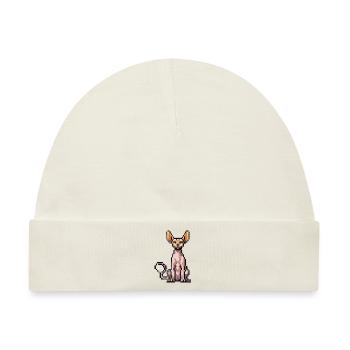Katze Pixel Kunst Geschenkidee - Baby Premium Organic Mütze - Naturweiß - Vorne