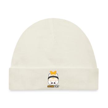 SUSHI CAT Japan Katze Shrimp Kitty Garnele Nigiri - Baby Premium Organic Mütze - Naturweiß - Vorne