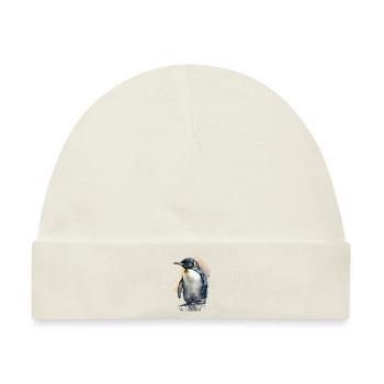 Pinguin Aquarell Wasserfarben Gemälde - Baby Premium Organic Mütze - Naturweiß - Vorne