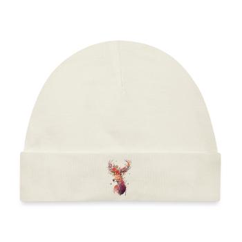 Lieblicher Hirsch mit Blumen im Geweih - Baby Premium Organic Mütze - Naturweiß - Vorne