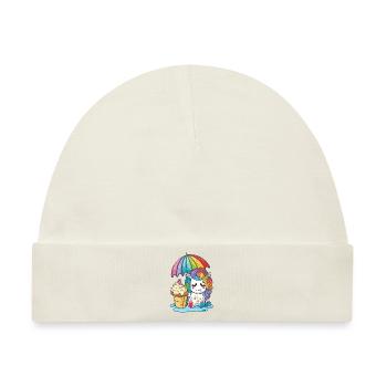 Einhorn-Träume - Regenbogenfarben zum Verlieben - Baby Premium Organic Mütze - Naturweiß - Vorne
