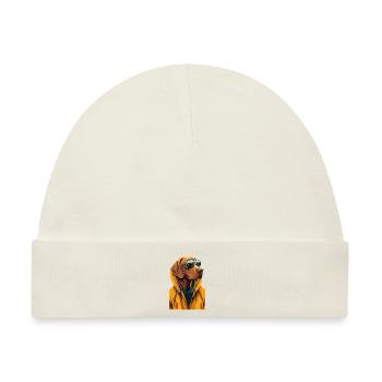 Cooler Magyar Vizsla Hund im gelben Mantel - Baby Premium Organic Mütze - Naturweiß - Vorne