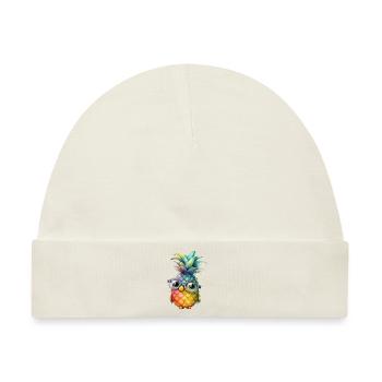 Ananas Charakter mit Brille - Baby Premium Organic Mütze - Naturweiß - Vorne