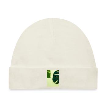 Monstera-Blätter - Baby Premium Organic Mütze - Naturweiß - Vorne