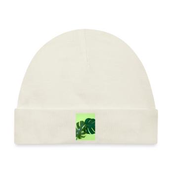 Monstera-Blätter - Baby Premium Organic Mütze - Naturweiß - Vorne