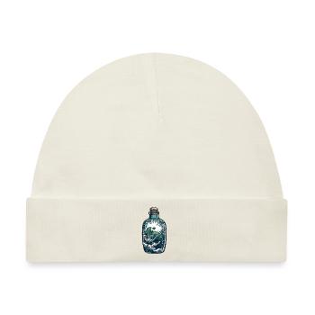 Ozean Flasche Zeichnung - Baby Premium Organic Mütze - Naturweiß - Vorne