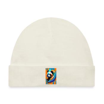 Buntes Kunst Potrait Panda 1 - Baby Premium Organic Mütze - Naturweiß - Vorne