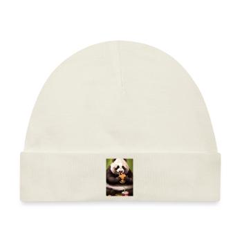 Panda isst Fast Food - Baby Premium Organic Mütze - Naturweiß - Vorne