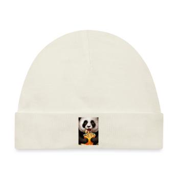 Panda isst Fast Food - Baby Premium Organic Mütze - Naturweiß - Vorne