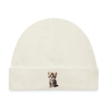 Süße jungen Katze wartet auf Streicheleinheiten - Baby Premium Organic Mütze - Naturweiß - Vorne