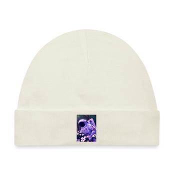 Astronaut in Blumen - Baby Premium Organic Mütze - Naturweiß - Vorne