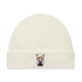 Cooler Fennec Fuchs in Freizeitkleidung - Baby Premium Organic Mütze - Naturweiß - Vorne