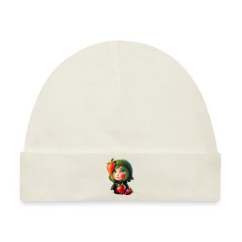 Puppe mit Erdbeeren - Baby Premium Organic Mütze - Naturweiß - Vorne