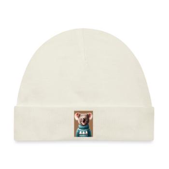 Koala im Weihnachtspullover - Baby Premium Organic Mütze - Naturweiß - Vorne