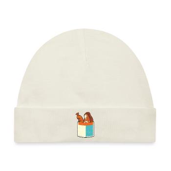 Grillparty Geschenk Fleisch Brusttasche Grillen - Baby Premium Organic Mütze - Naturweiß - Vorne