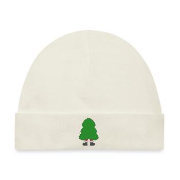 Witziger Weihnachtsbaum mit Nikolausbeinen - Baby Premium Organic Mütze - Naturweiß - Vorne