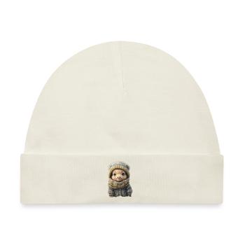 Niedliches Wintertier mit Kleidung - Baby Premium Organic Mütze - Naturweiß - Vorne