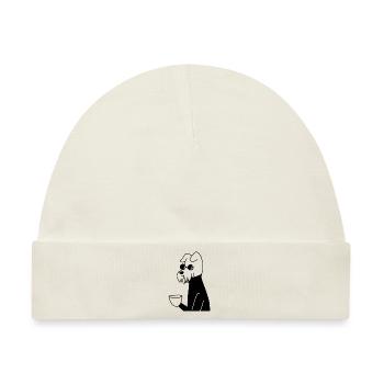 Hund mit Tasse - Baby Premium Organic Mütze - Naturweiß - Vorne