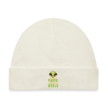 Alien Ausserirdischer - Wir sind zu friedlich - Baby Premium Organic Mütze - Naturweiß - Vorne