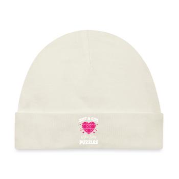 Just A Girl Who Loves Puzzles - Baby Premium Organic Mütze - Naturweiß - Vorne