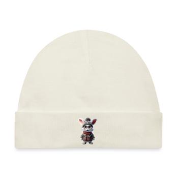 Süsses Kaninchen mit Strickpullover - Baby Premium Organic Mütze - Naturweiß - Vorne