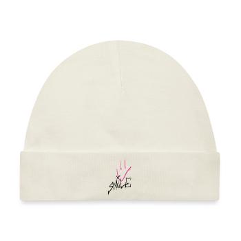 Smile black pink 001 - Baby Premium Organic Mütze - Naturweiß - Vorne