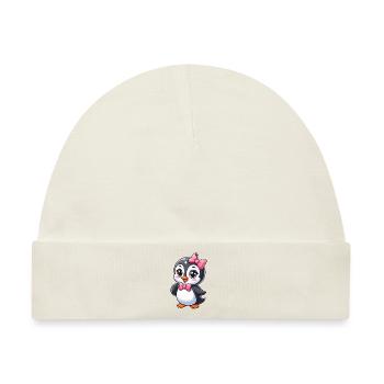 Mädchen Pinguin - Baby Premium Organic Mütze - Naturweiß - Vorne