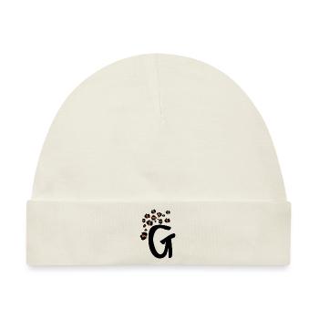 Buchstabe g Leopardenmuster - Baby Premium Organic Mütze - Naturweiß - Vorne
