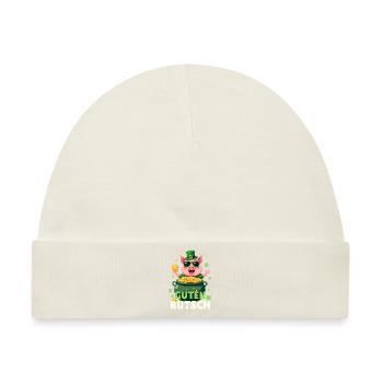 Silvester - Glücksschwein Neujahr - Baby Premium Organic Mütze - Naturweiß - Vorne