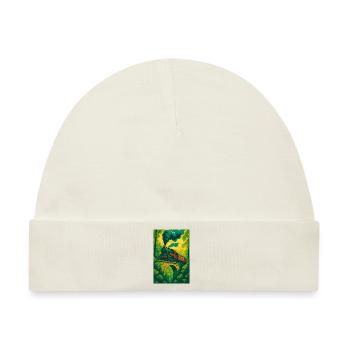 Eisenbahn Dampflok Zug Wald Brücke - Baby Premium Organic Mütze - Naturweiß - Vorne