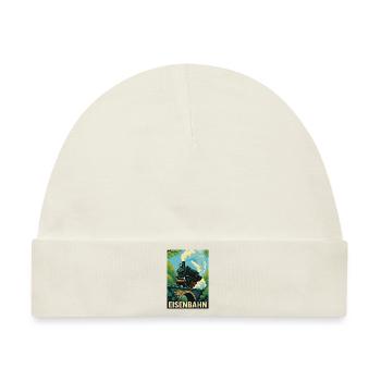 Eisenbahn Brücke Wald Dampflok Zug Kinder - Baby Premium Organic Mütze - Naturweiß - Vorne