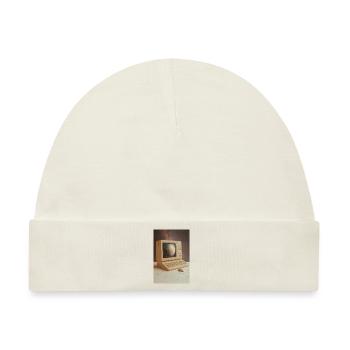Retro-Computer trifft Weltraum - Baby Premium Organic Mütze - Naturweiß - Vorne