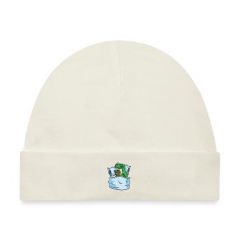Schlafendes T-Rex Stofftier Sleepshirt - Baby Premium Organic Mütze - Naturweiß - Vorne