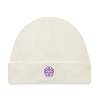 Runde Hübsche Blume Design - Baby Premium Organic Mütze - Naturweiß - Vorne