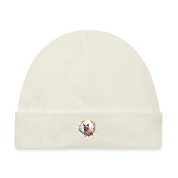 Burmesische Katze Boho Elemente, Katzen - Baby Premium Organic Mütze - Naturweiß - Vorne