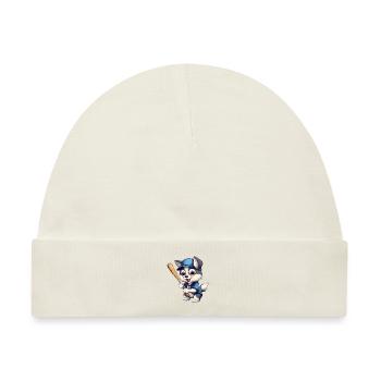 Husky spielt Baseball, Sportliches Hundedesign - Baby Premium Organic Mütze - Naturweiß - Vorne