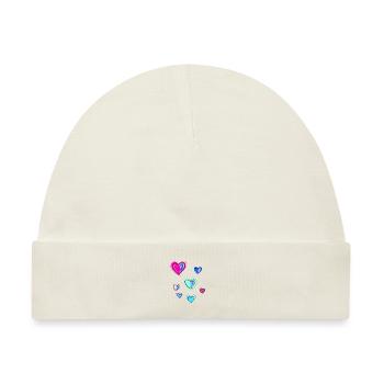 Herzen,,sketch, Zeichnung, Herz, bunte Herzen - Baby Premium Organic Mütze - Naturweiß - Vorne