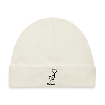 Maus + Ballon - Line - Baby Premium Organic Mütze - Naturweiß - Vorne